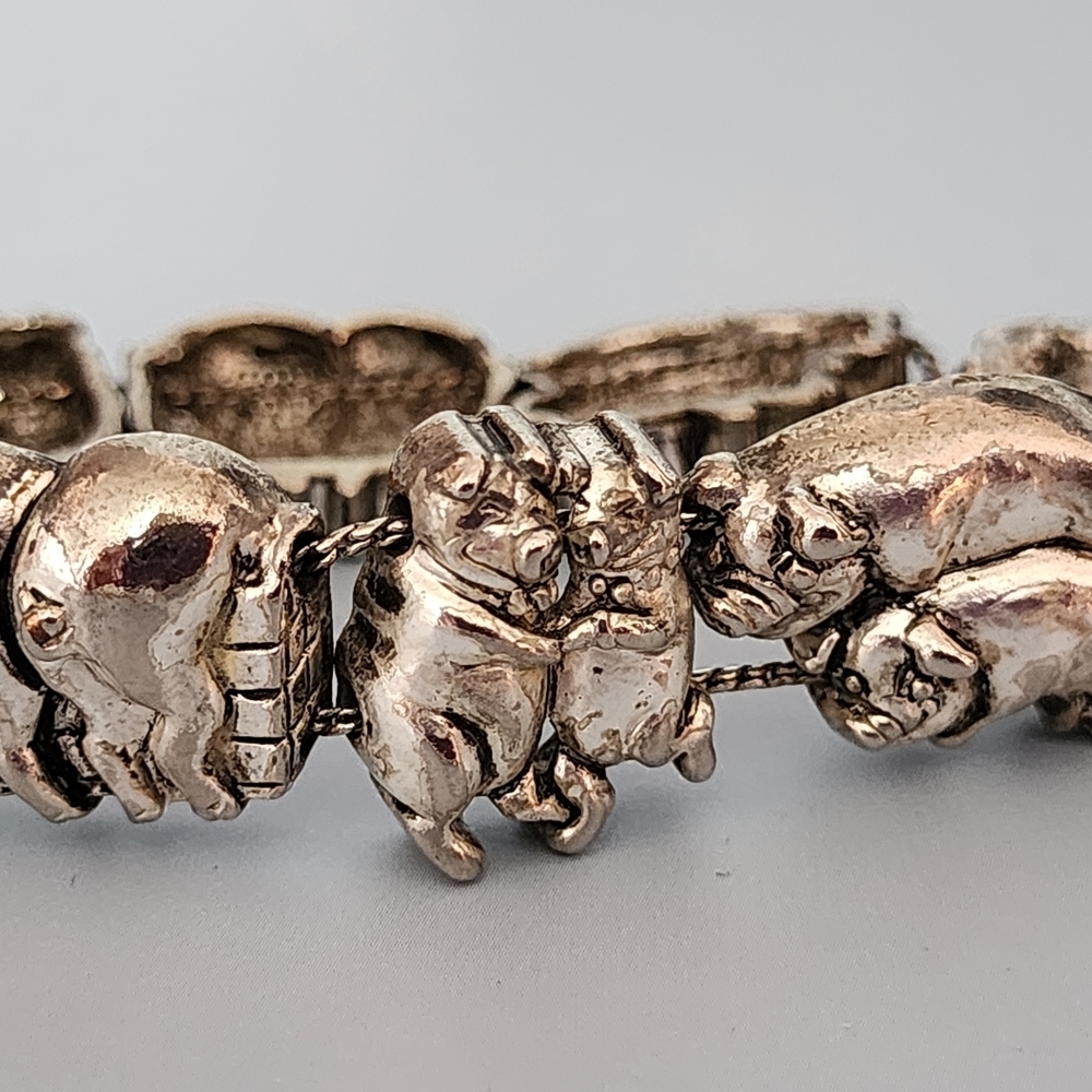 Silver Tone Pig Charm Bracelet - Picture 2 of 6